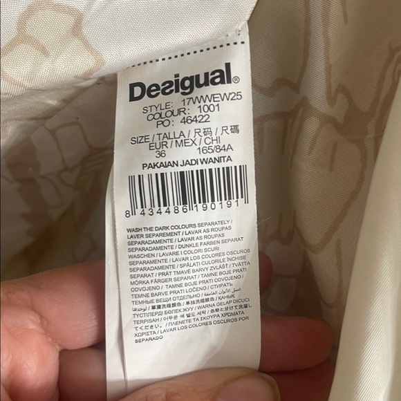 Desigual Puffer Coat Faux Fur Hood Cream Beige Size 36 | US 4-6 - Picture 7 of 8